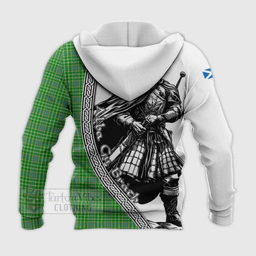 Currie Tartan Clan Crest Knitted Hoodie with Highlander Warrior Celtic Style - Tartan Vibes Clothing