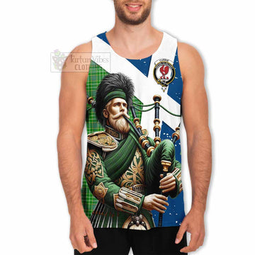 Currie Tartan Men's Tank Top with Family Crest Scottish Bagpiper Vibes - Tartan Vibes Clothing