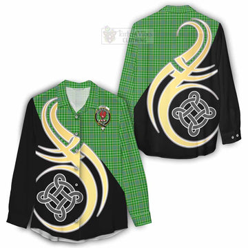 Currie Tartan Women's Casual Shirt with Family Crest and Celtic Symbol Style - Tartan Vibes Clothing