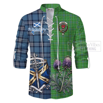 Currie Tartan Ghillie Kilt Shirt Happy St. Andrew's Day Half Tartan Style - Tartan Vibes Clothing