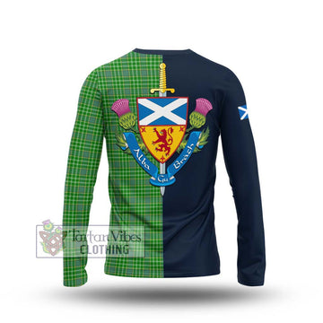 Currie Tartan Long Sleeve T-Shirt Alba with Scottish Lion Royal Arm Half Style - Tartan Vibes Clothing