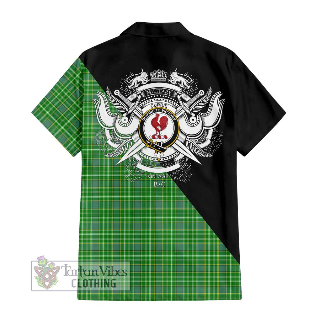 Currie Tartan Hawaiian Shirt with Family Crest and Military Logo Style - Tartan Vibes Clothing