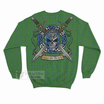 Currie Tartan Sweatshirt with Family Crest Celtic Skull Style - Tartan Vibes Clothing