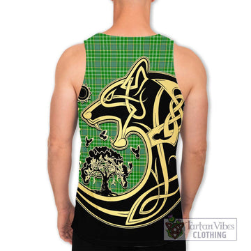 Currie Tartan Men's Tank Top with Family Crest Celtic Wolf Style - Tartan Vibes Clothing