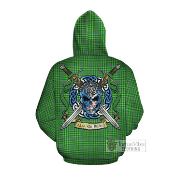 Currie Tartan Cotton Hoodie with Family Crest Celtic Skull Style Pullover Hoodie - Tartan Vibes Clothing
