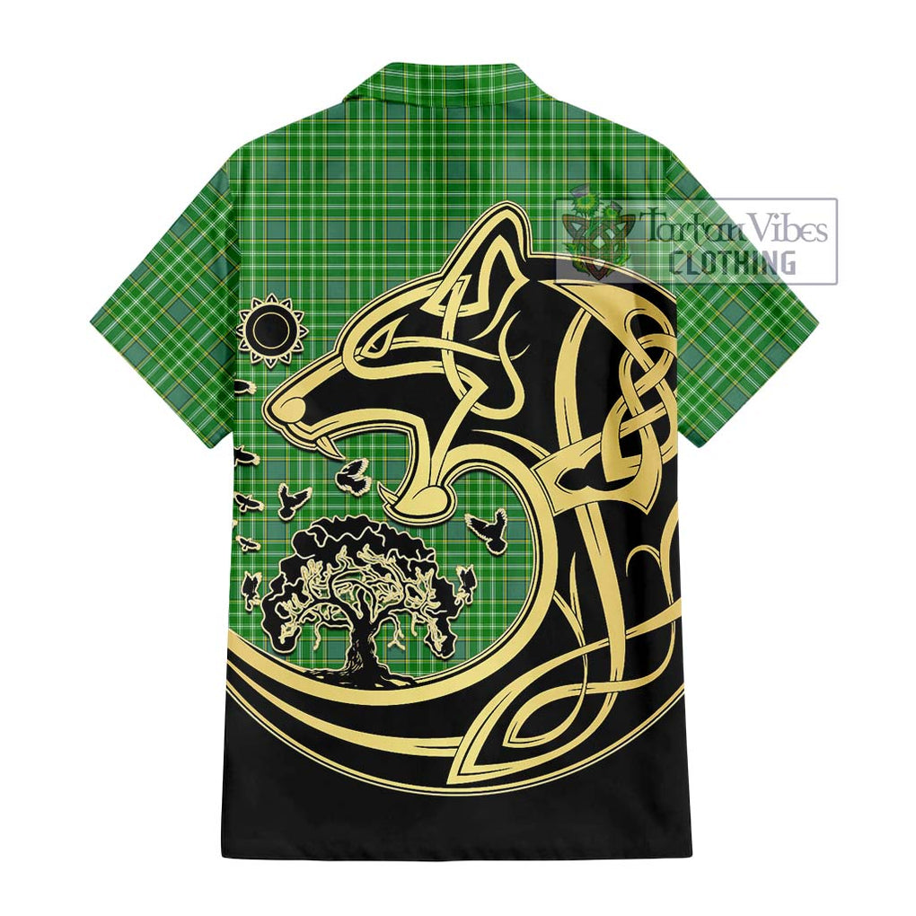 Currie Tartan Hawaiian Shirt with Family Crest Celtic Wolf Style - Tartan Vibes Clothing