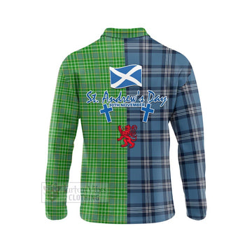 Currie Tartan Long Sleeve Polo Shirt Happy St. Andrew's Day Half Tartan Style - Tartan Vibes Clothing