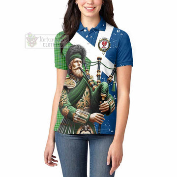 Currie Tartan Women's Polo Shirt with Family Crest Scottish Bagpiper Vibes - Tartan Vibes Clothing