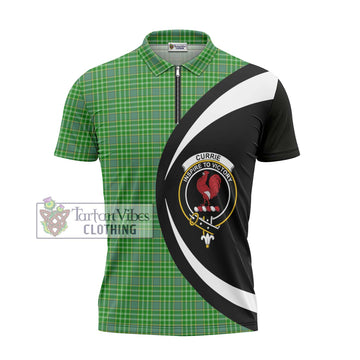 Currie Tartan Zipper Polo Shirt with Family Crest Circle Style