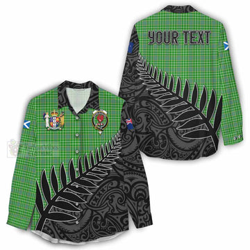 Currie Crest Tartan Women's Casual Shirt with New Zealand Silver Fern Half Style - Tartan Vibes Clothing