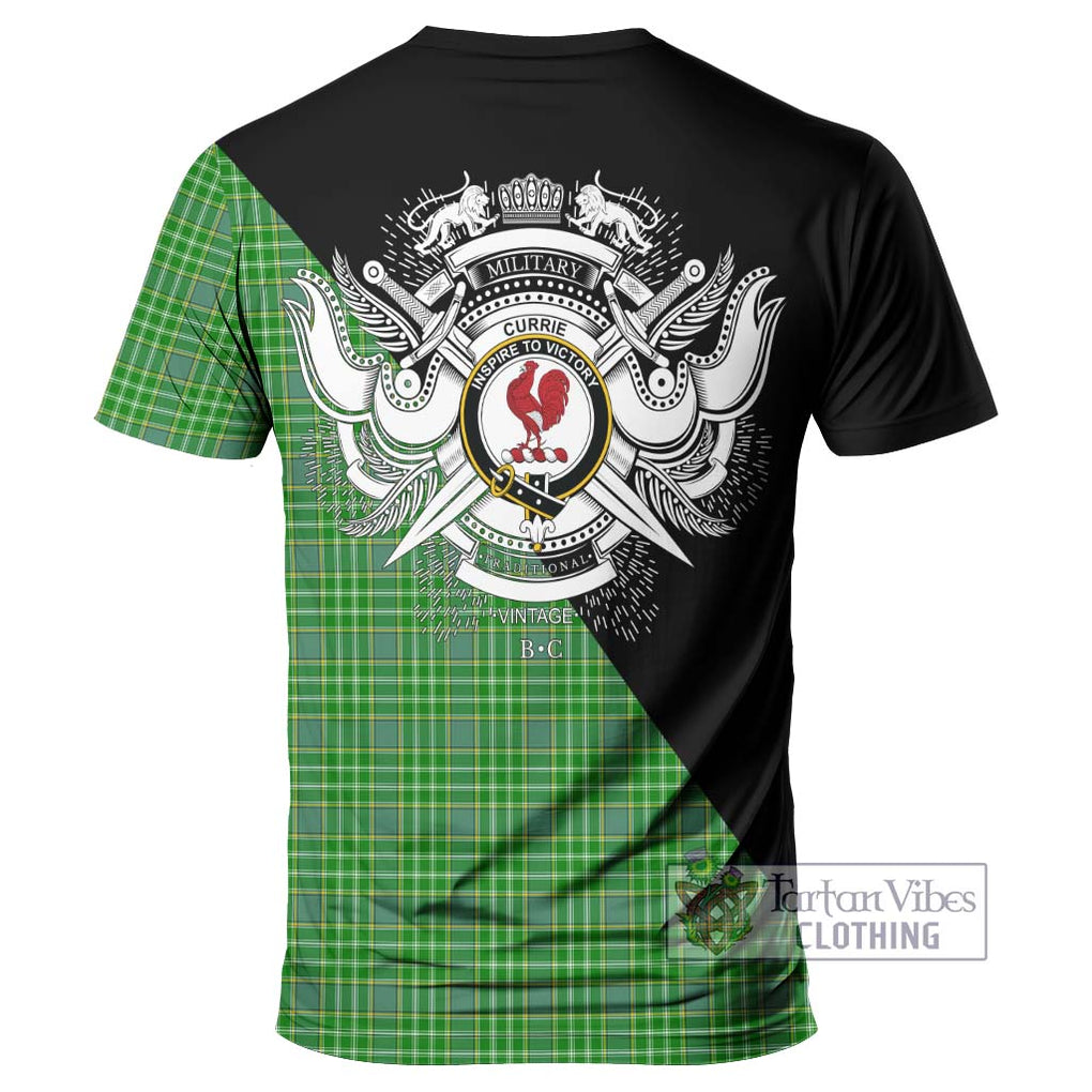 Currie Tartan T-Shirt with Family Crest and Military Logo Style - Tartan Vibes Clothing