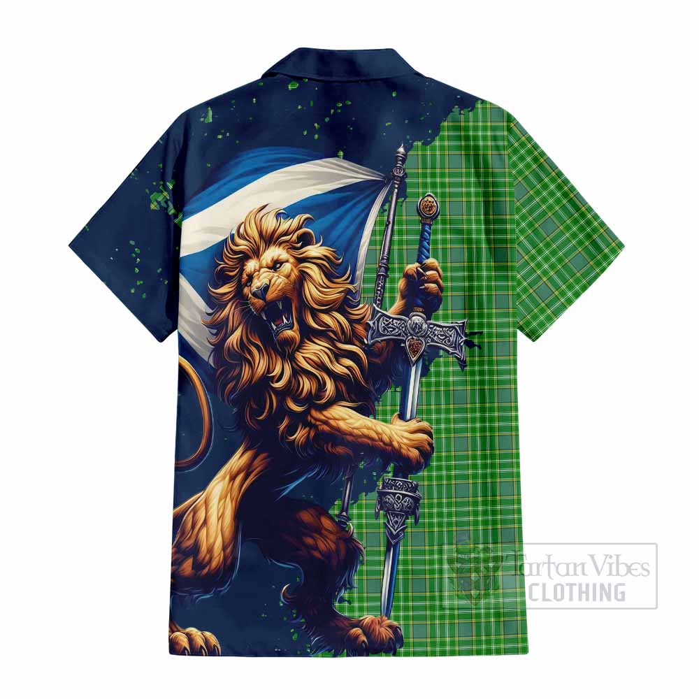 Currie Tartan Family Crest Hawaiian Shirt with Scottish Majestic Lion - Tartan Vibes Clothing
