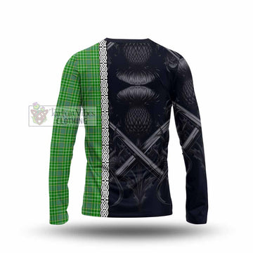 Currie Tartan Long Sleeve T-Shirt with Family Crest Cross Sword Thistle Celtic Vibes - Tartan Vibes Clothing