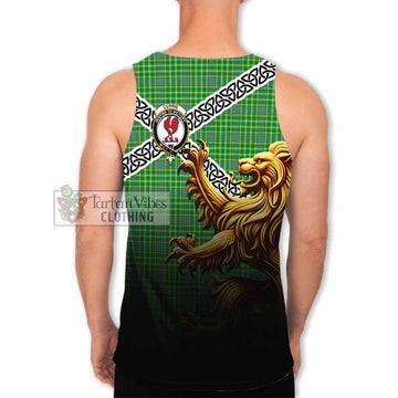 Currie Crest Tartan Men's Tank Top with Golden Lion Emblem Celtic Style - Tartan Vibes Clothing