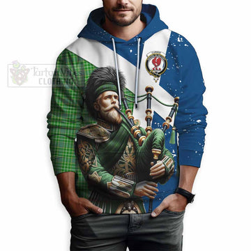 Currie Tartan Hoodie with Family Crest Scottish Bagpiper Vibes - Tartan Vibes Clothing