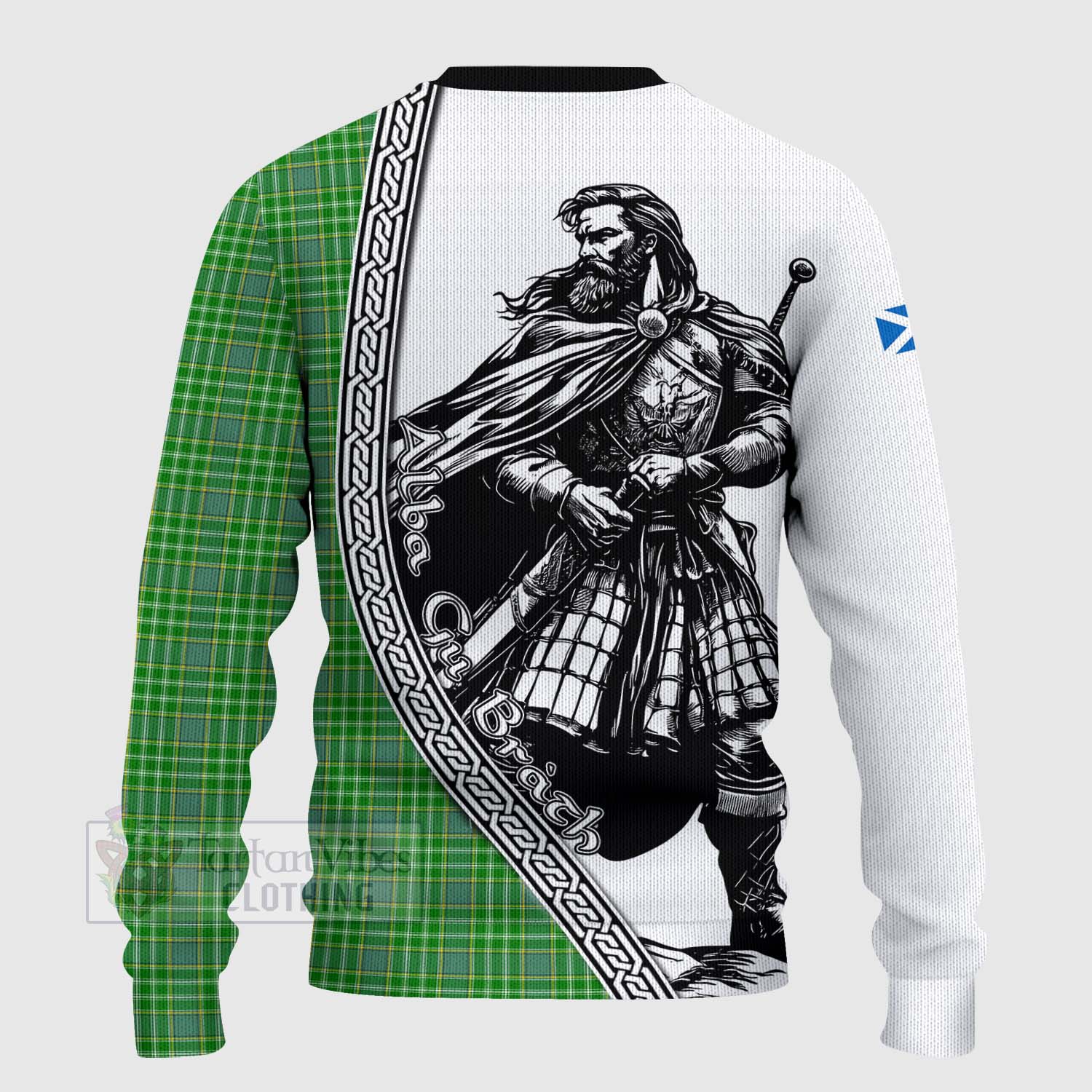Currie Tartan Clan Crest Knitted Sweater with Highlander Warrior Celtic Style - Tartan Vibes Clothing