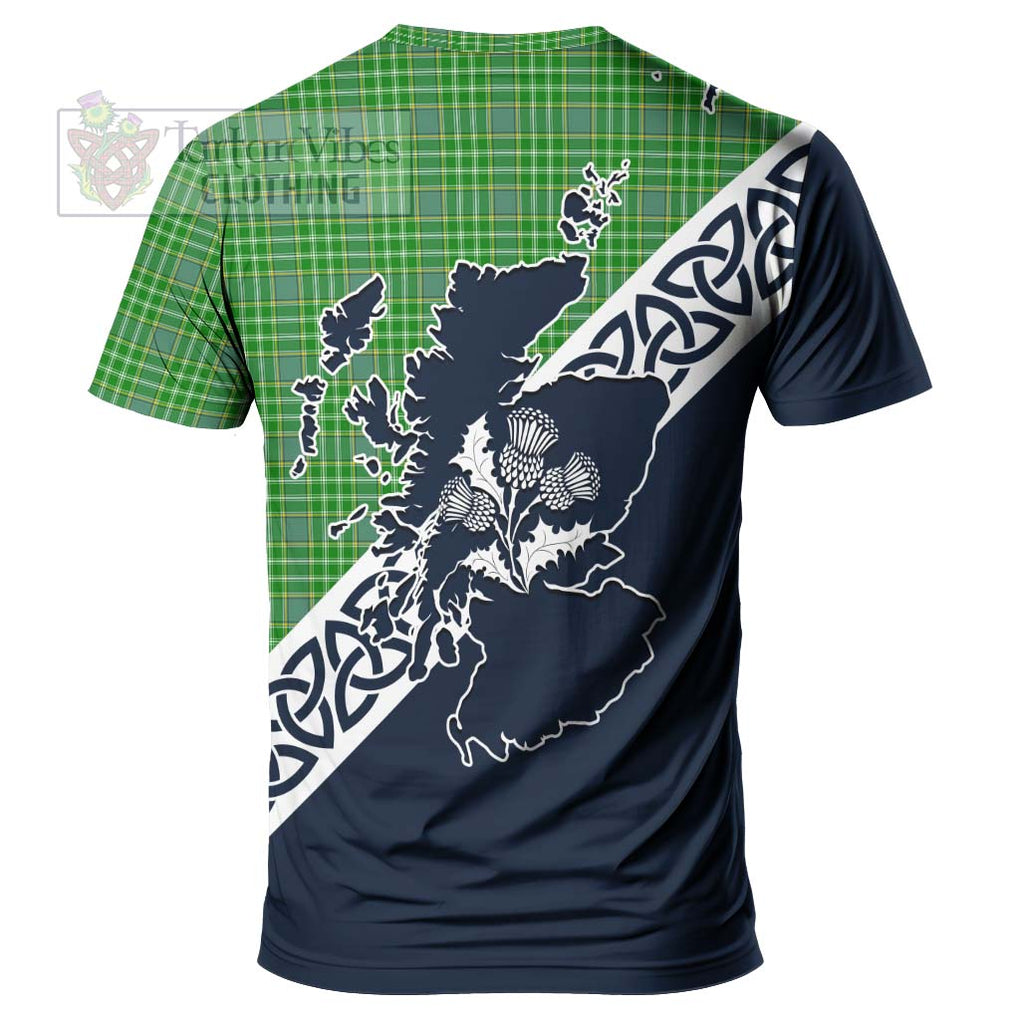 Currie Tartan T-Shirt Featuring Thistle and Scotland Map - Tartanvibesclothing Store