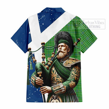 Currie Tartan Hawaiian Shirt with Family Crest Scottish Bagpiper Vibes - Tartan Vibes Clothing