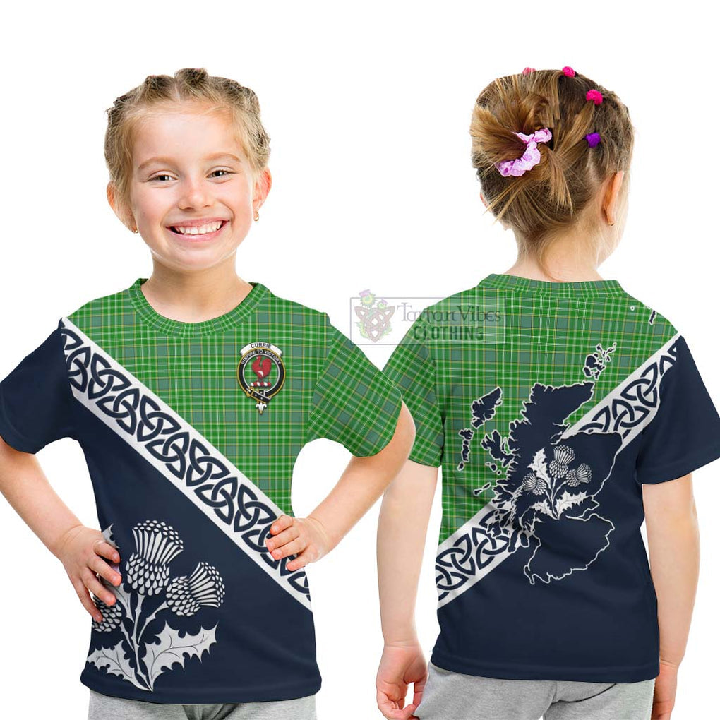 Currie Tartan Kid T-Shirt Featuring Thistle and Scotland Map - Tartan Vibes Clothing