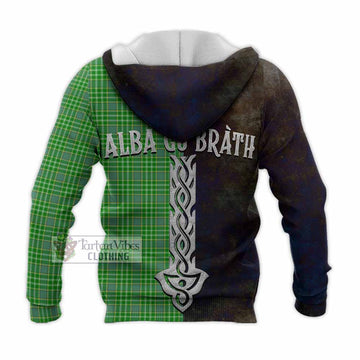 Tartan Vibes Clothing Currie Tartan Family Crest Knitted Hoodie Alba Gu Brath Be Brave Lion Ancient Style