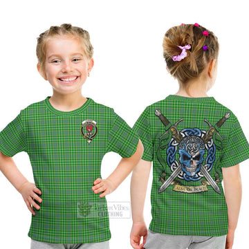 Currie Tartan Kid T-Shirt with Family Crest Celtic Skull Style - Tartan Vibes Clothing