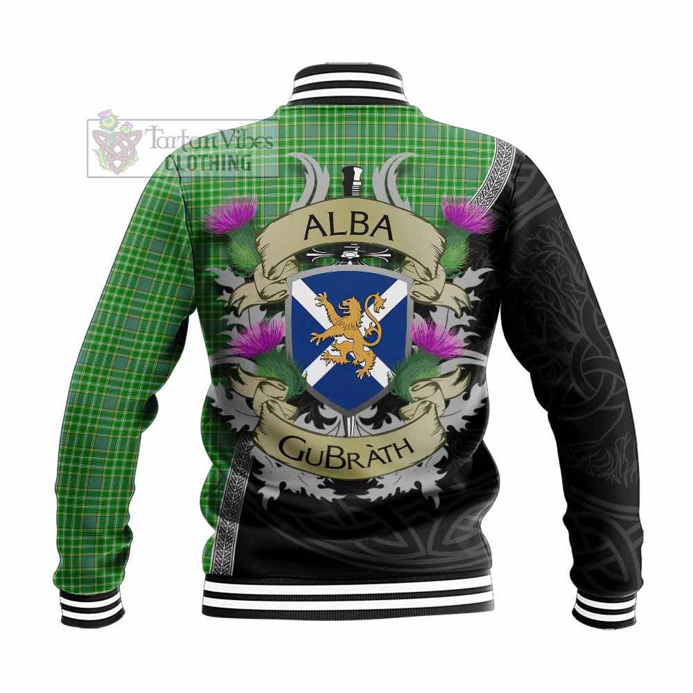 Currie Tartan Family Crest Baseball Jacket Lion Rampant Royal Thistle Shield Celtic Inspired - Tartan Vibes Clothing
