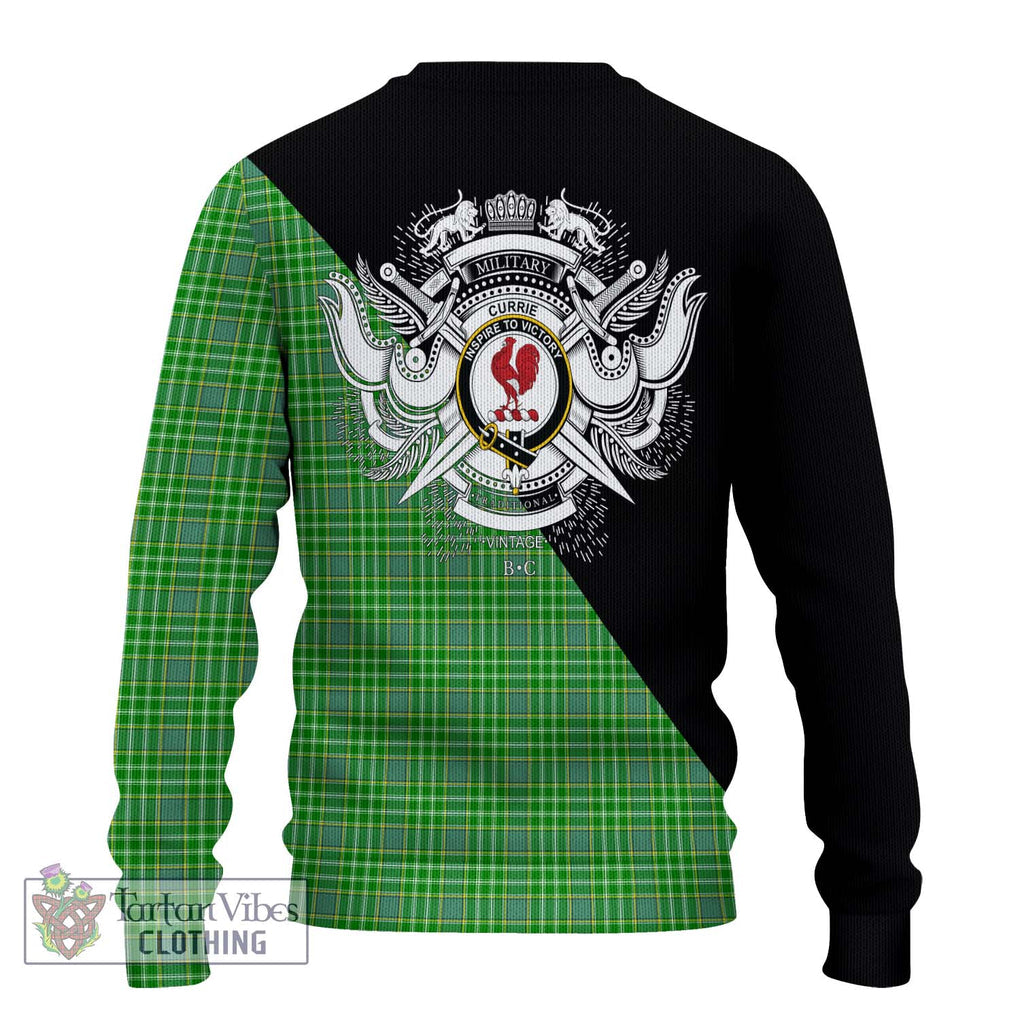Currie Tartan Ugly Sweater with Family Crest and Military Logo Style - Tartan Vibes Clothing