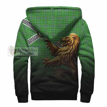 Currie Crest Tartan Sherpa Hoodie with Golden Lion Emblem Celtic Style - Tartan Vibes Clothing