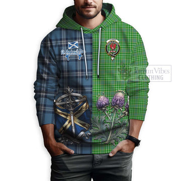 Currie Tartan Hoodie Happy St. Andrew's Day Half Tartan Style - Tartan Vibes Clothing