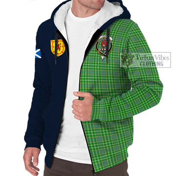 Currie Tartan Sherpa Hoodie Alba with Scottish Lion Royal Arm Half Style - Tartan Vibes Clothing