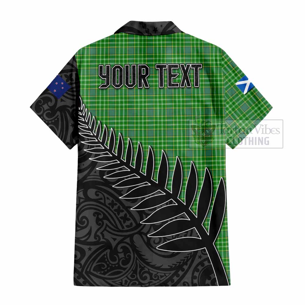 Currie Crest Tartan Hawaiian Shirt with New Zealand Silver Fern Half Style - Tartan Vibes Clothing