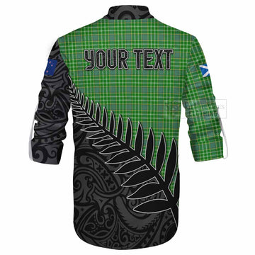 Currie Crest Tartan Ghillie Kilt Shirt with New Zealand Silver Fern Half Style - Tartan Vibes Clothing