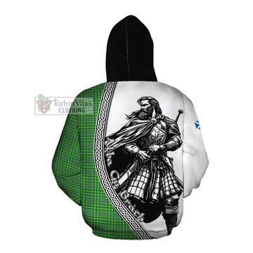 Currie Tartan Clan Crest Cotton Hoodie with Highlander Warrior Celtic Style Pullover Hoodie - Tartan Vibes Clothing