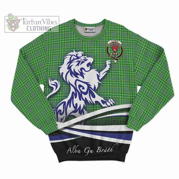 Currie Tartan Sweatshirt with Alba Gu Brath Regal Lion Emblem - Tartan Vibes Clothing
