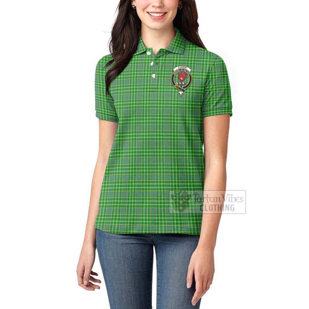 Currie Tartan Women's Polo Shirt with Family Crest Celtic Skull Style - Tartan Vibes Clothing