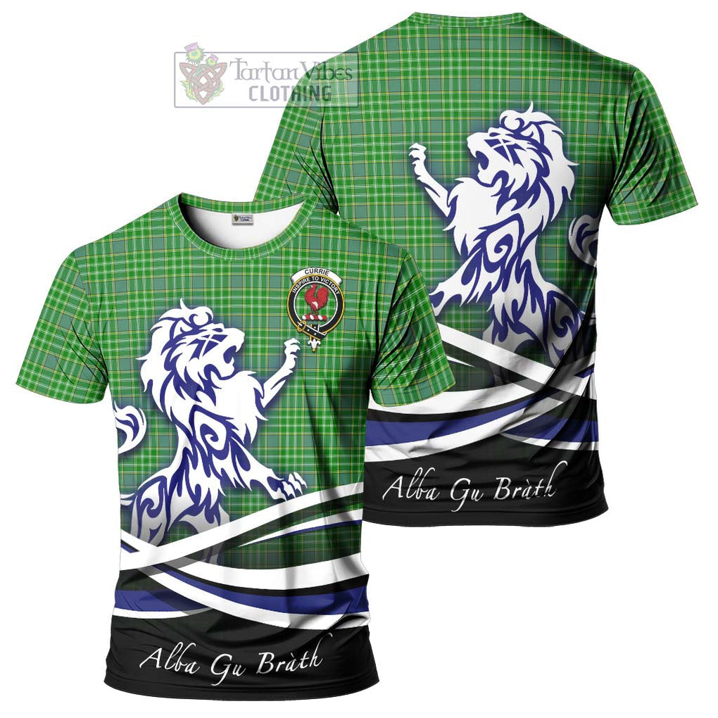 Currie Tartan Cotton T-shirt with Alba Gu Brath Regal Lion Emblem Women's Shirt - Tartan Vibes Clothing