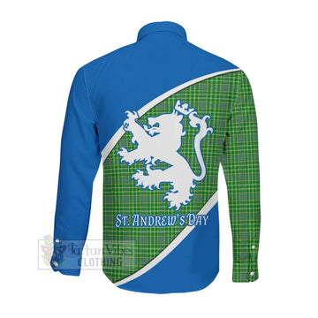 Currie Family Crest Tartan Long Sleeve Button Shirt Celebrate Saint Andrew's Day in Style Men's Shirt - Tartan Vibes Clothing