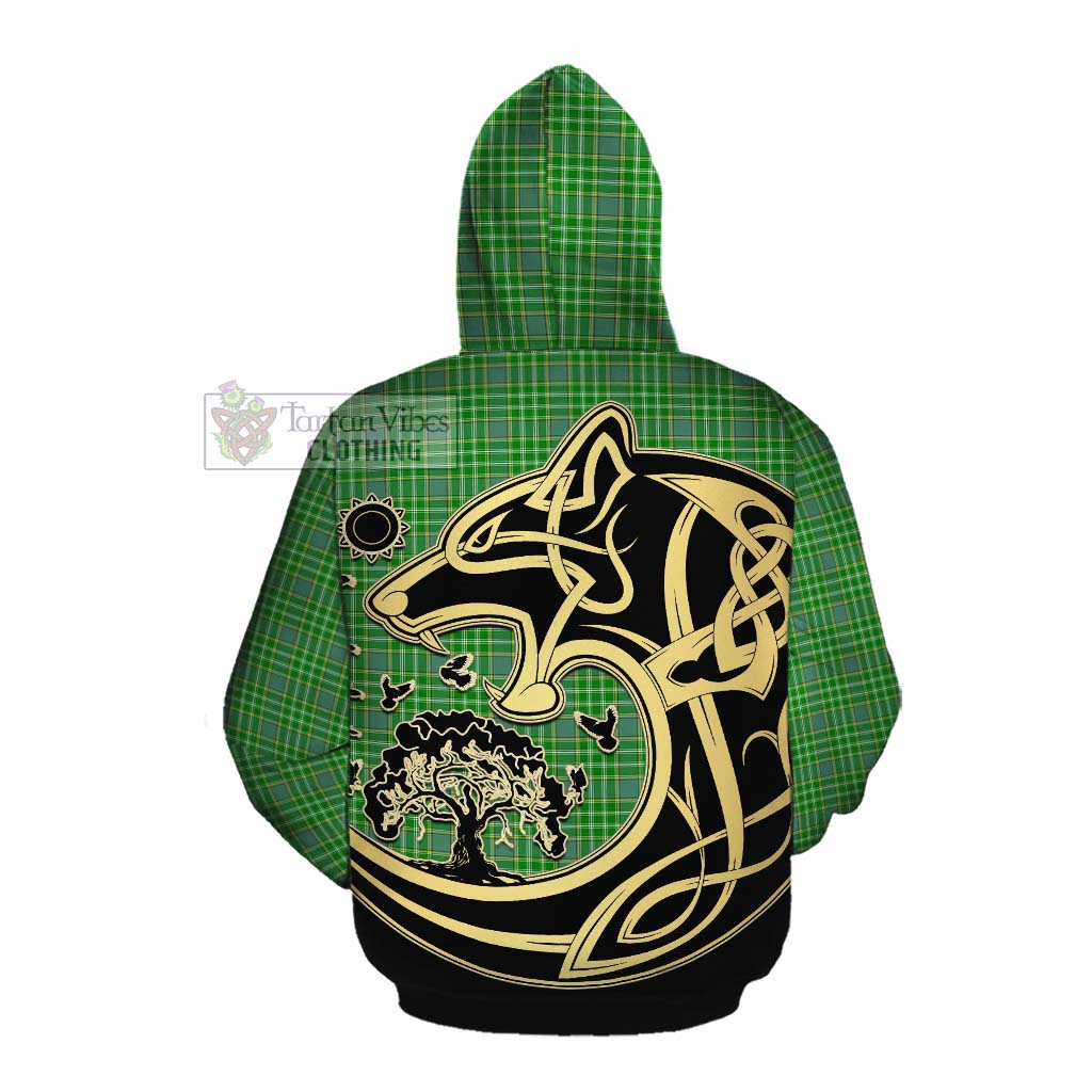 Currie Tartan Cotton Hoodie with Family Crest Celtic Wolf Style Pullover Hoodie - Tartan Vibes Clothing