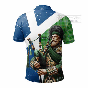 Currie Tartan Polo Shirt with Family Crest Scottish Bagpiper Vibes - Tartan Vibes Clothing