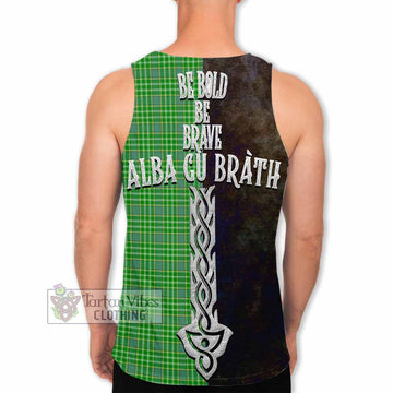 Tartan Vibes Clothing Currie Tartan Family Crest Men's Tank Top Alba Gu Brath Be Brave Lion Ancient Style