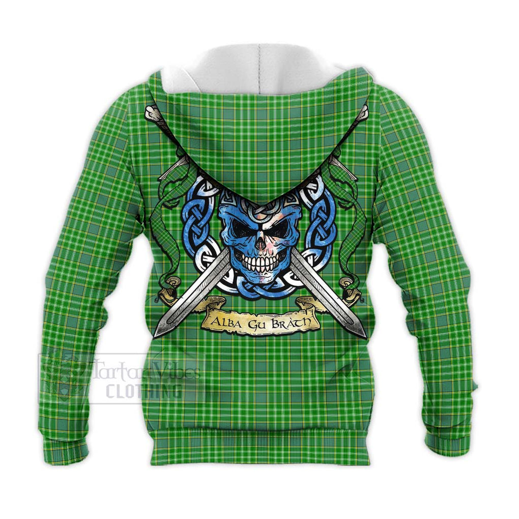 Currie Tartan Knitted Hoodie with Family Crest Celtic Skull Style - Tartan Vibes Clothing