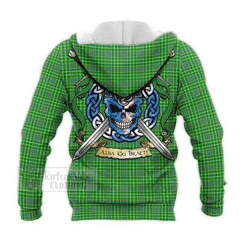 Currie Tartan Knitted Hoodie with Family Crest Celtic Skull Style - Tartan Vibes Clothing