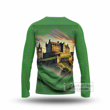 Currie Tartan Family Crest Long Sleeve T-Shirt with Scottish Ancient Castle Style - Tartan Vibes Clothing