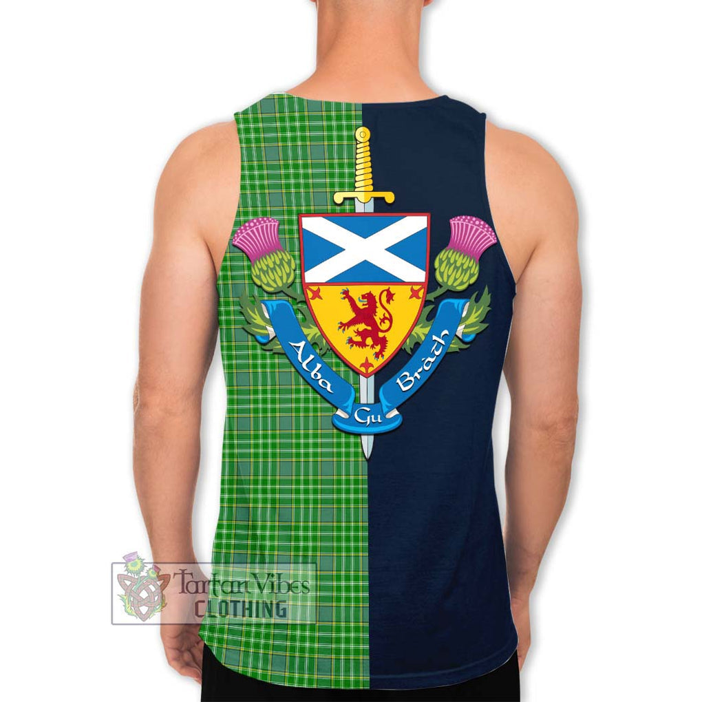 Currie Tartan Men's Tank Top Alba with Scottish Lion Royal Arm Half Style - Tartan Vibes Clothing