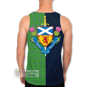 Currie Tartan Men's Tank Top Alba with Scottish Lion Royal Arm Half Style - Tartan Vibes Clothing