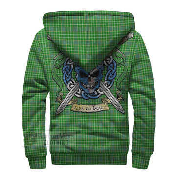 Currie Tartan Sherpa Hoodie with Family Crest Celtic Skull Style - Tartan Vibes Clothing