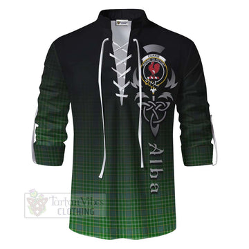 Currie Tartan Ghillie Kilt Shirt Featuring Alba Gu Brath Family Crest Celtic Inspired - Tartan Vibes Clothing