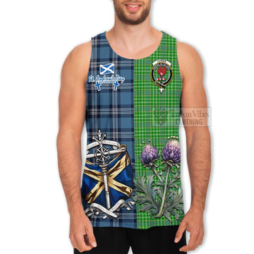 Currie Tartan Men's Tank Top Happy St. Andrew's Day Half Tartan Style - Tartan Vibes Clothing