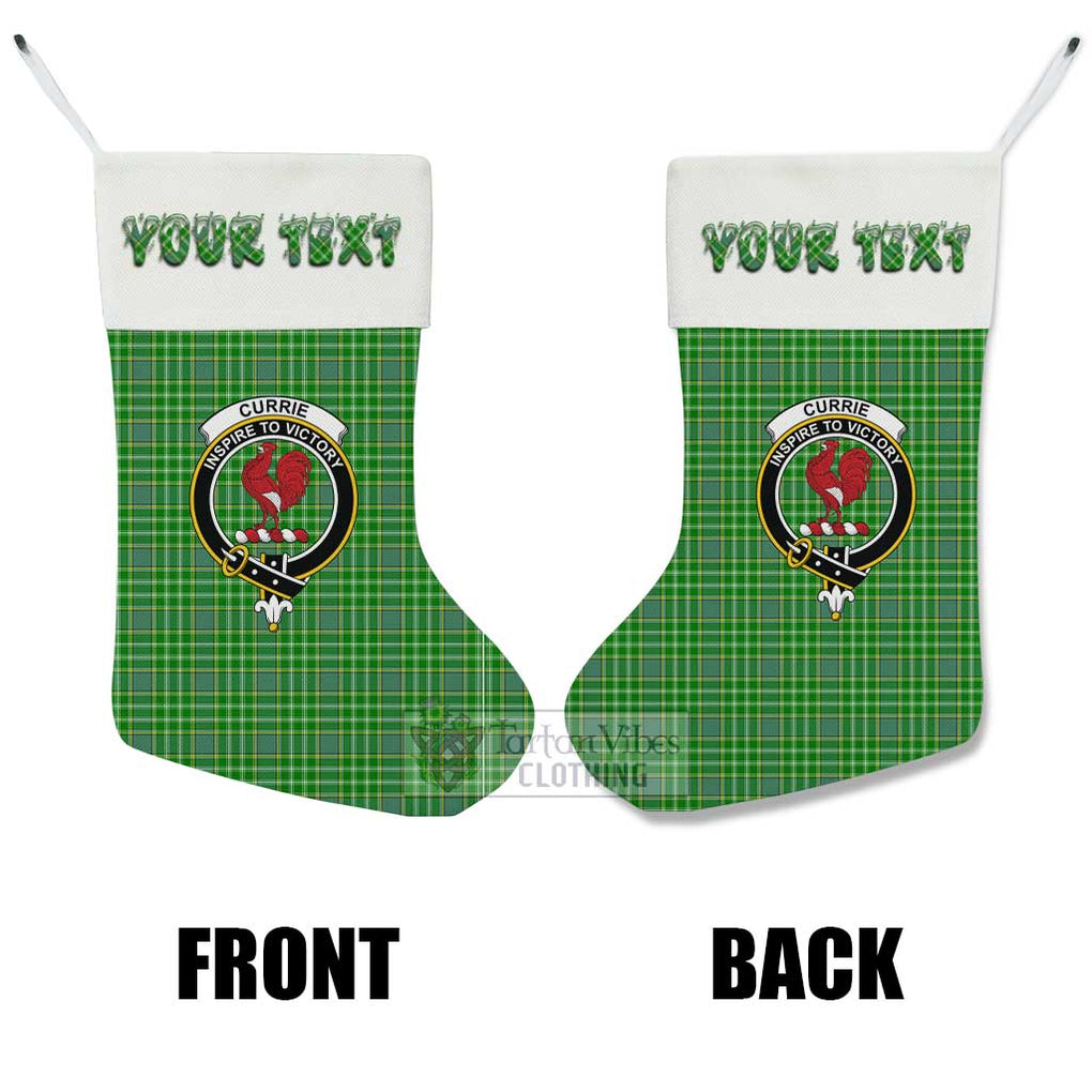 Currie Tartan Family Crest Christmas Stocking with Personalized Text - Tartan Vibes Clothing