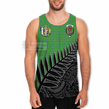 Currie Crest Tartan Men's Tank Top with New Zealand Silver Fern Half Style - Tartan Vibes Clothing